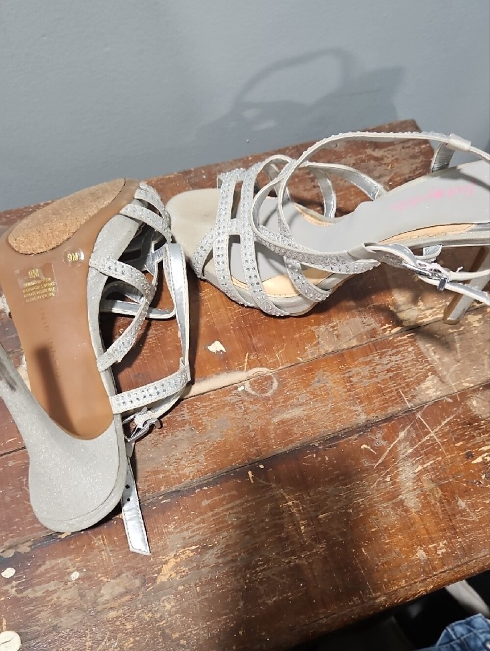 Gianni Bini Silver Rhinestone Strappy Heeled Sandals - Picture 9 of 16